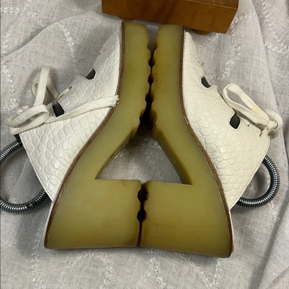 TBA To Be Announced leather lace up heeled sandals
